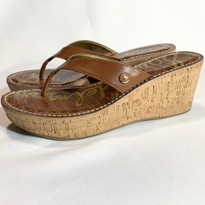COPY - Women’s Size 9.5 Sam Edelman Brown Cork Wedge Thong Sandals